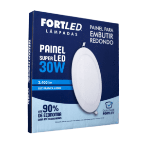 Painel LED Redondo de Embutir 30W