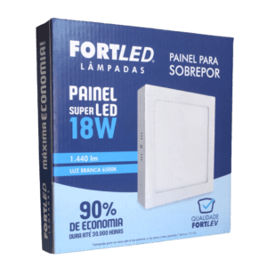 Painel LED Quadrado de Sobrepor 18W