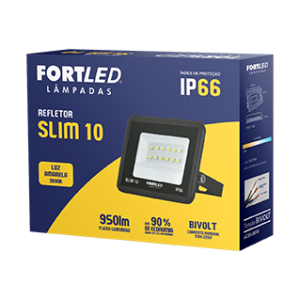 Refletor SuperLed Slim 10W – Luz Amarela