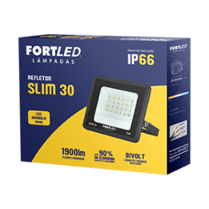 Refletor SuperLed Slim 30W – Luz Amarela