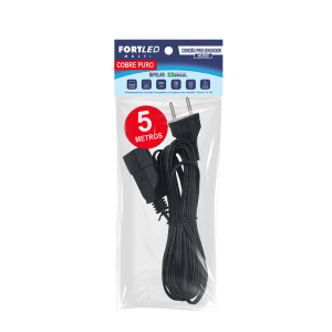 Cordão Prolongador – 5m – Preto – Bipolar