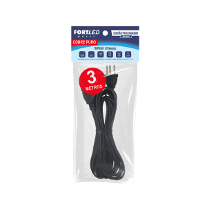 Cordão Prolongador – 3m – Preto – Tripolar